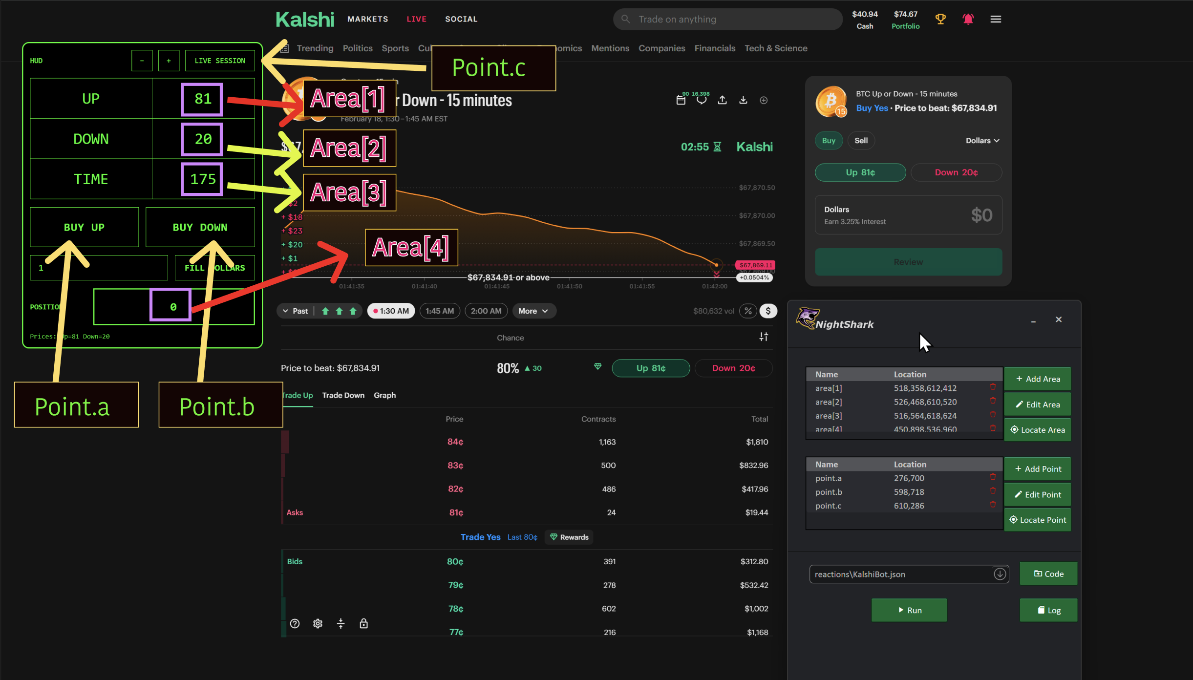 Screen map showing TradingView and Kalshi